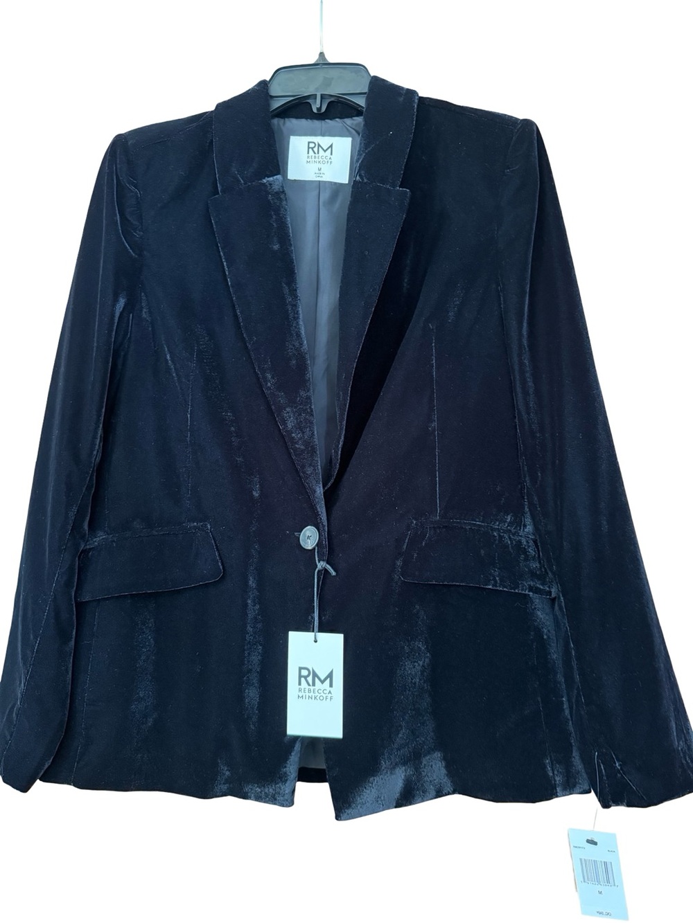Rebecca Minkoff Black Velvet Single-Button Blazer